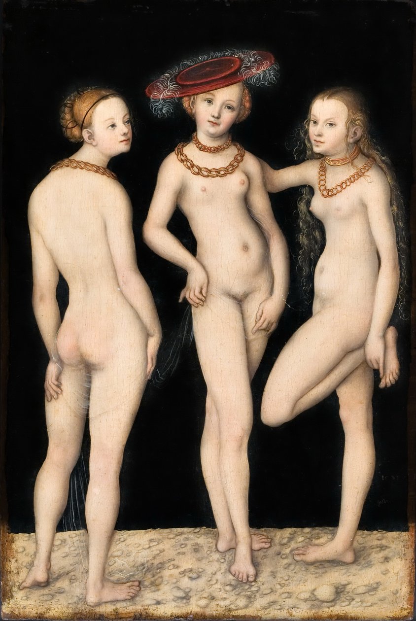 Drei Grazien av Lucas Cranach the Elder