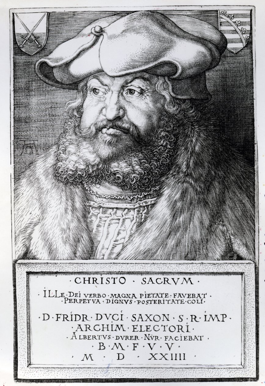 Friedrich III, kurfyrst av Sachsen, gravert av Albrecht Durer, 1524 av Lucas Cranach the Elder