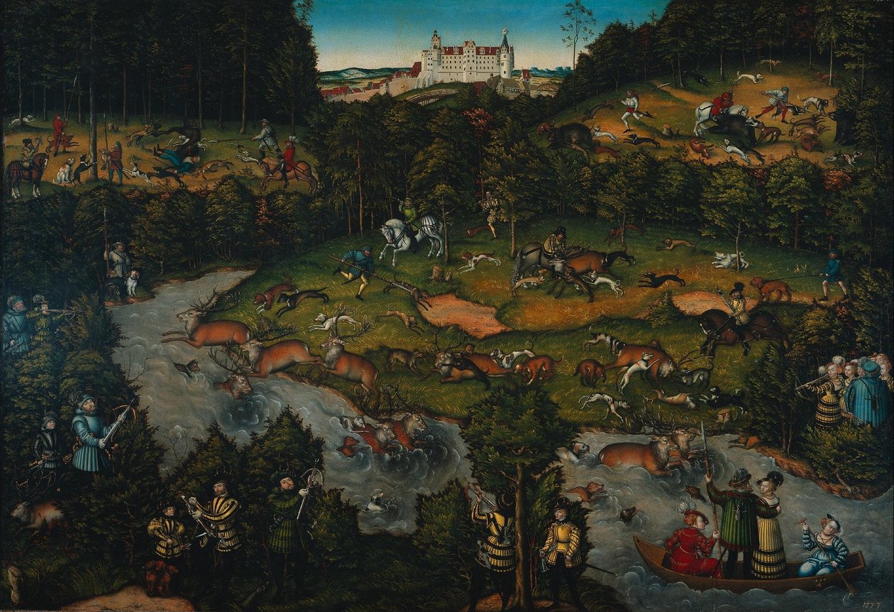 Hofjakt på Hartenfels slott av Lucas Cranach the Elder