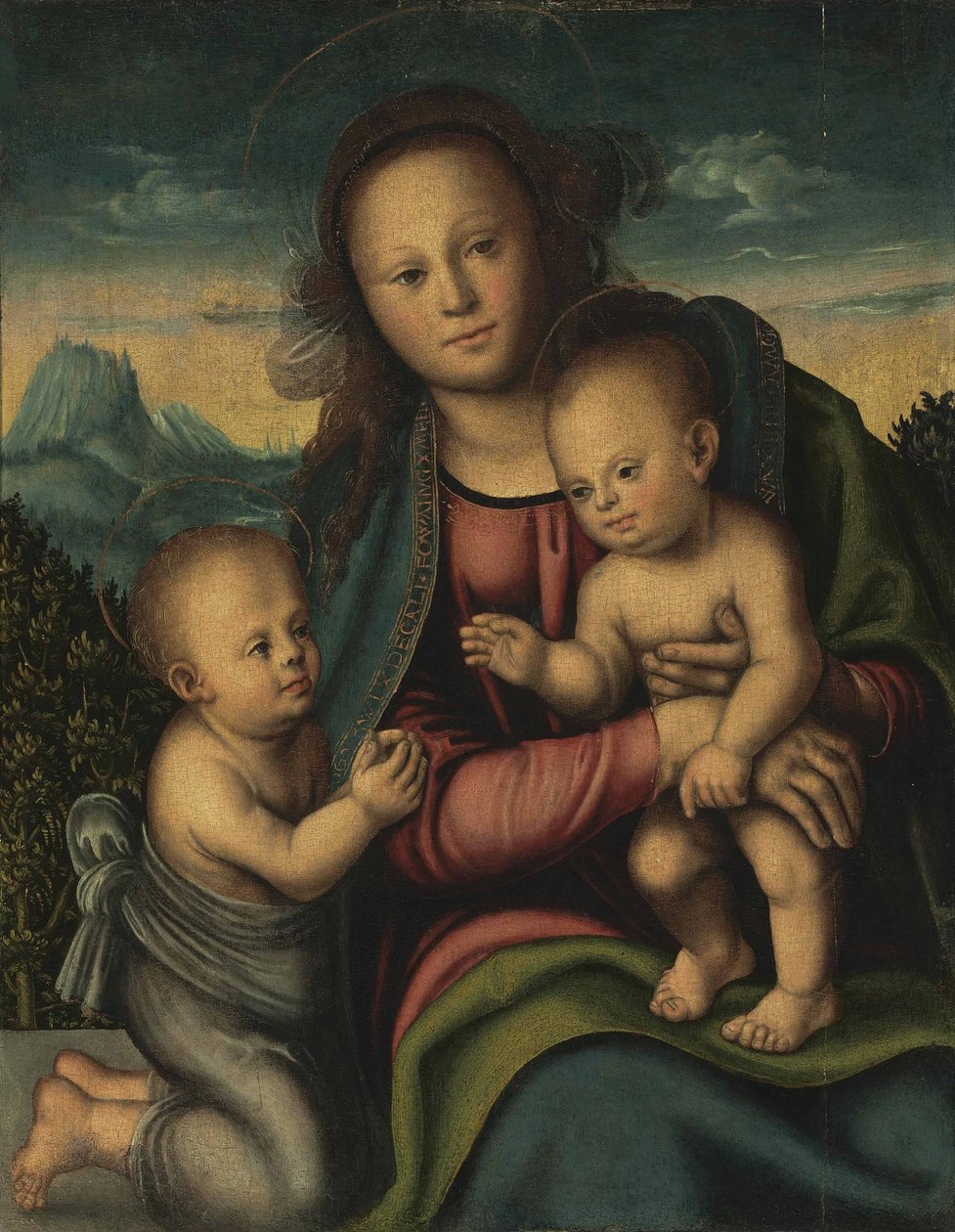 Jomfru og barn med lille døperen Johannes av Lucas Cranach the Elder