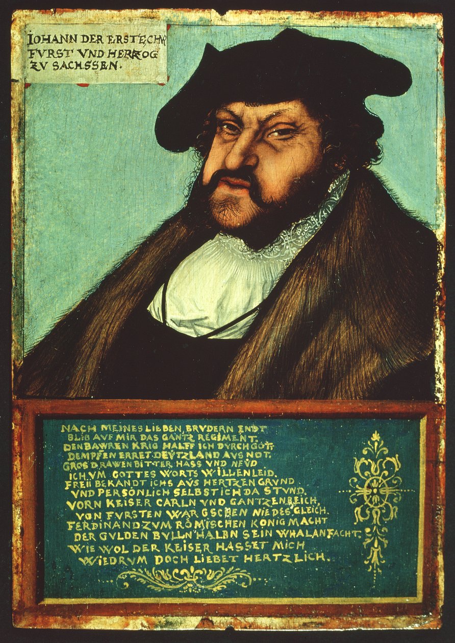 Portrett av Johannes I (1468-1532) den standhaftige, kurfyrst av Sachsen, ca. 1533 av Lucas Cranach the Elder