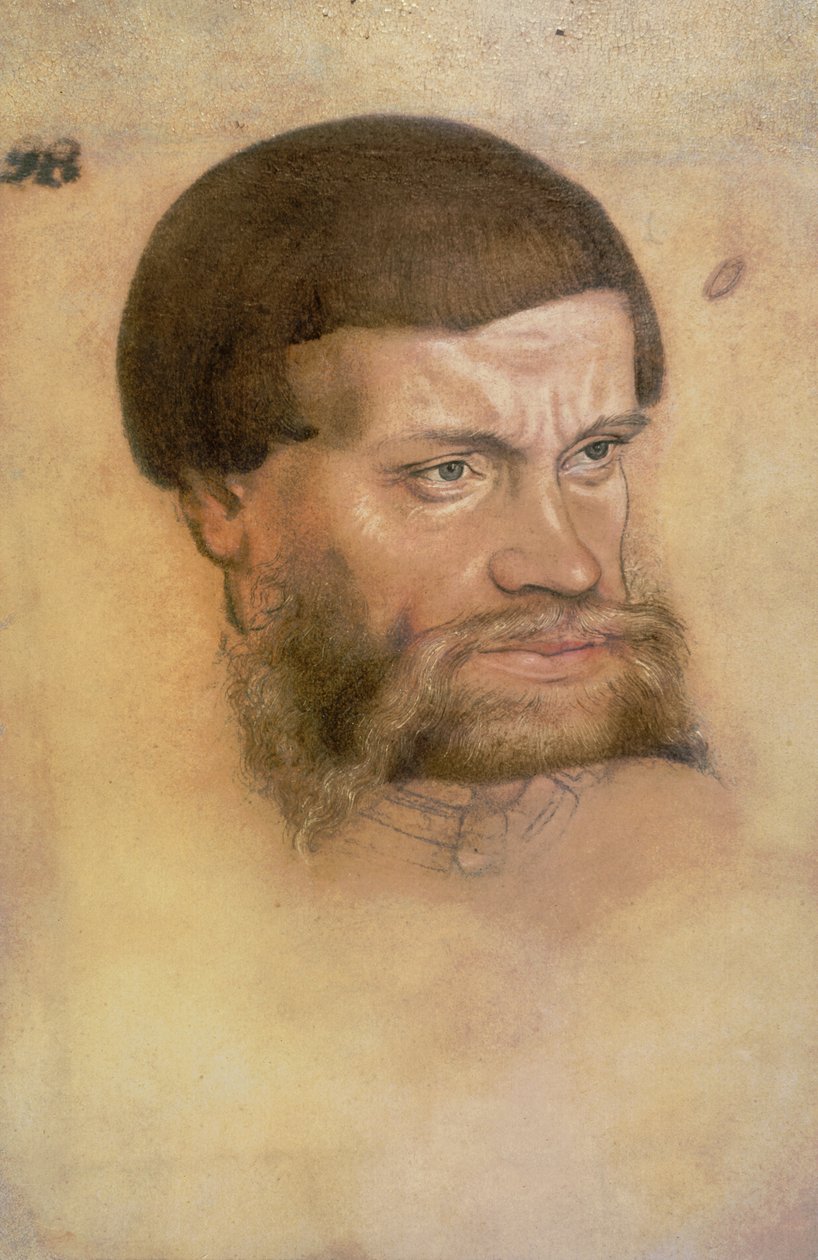 Portrett antatt å være av Johannes den standhaftige, kurfyrst av Sachsen, (fargestift og wc) av Lucas Cranach the Elder
