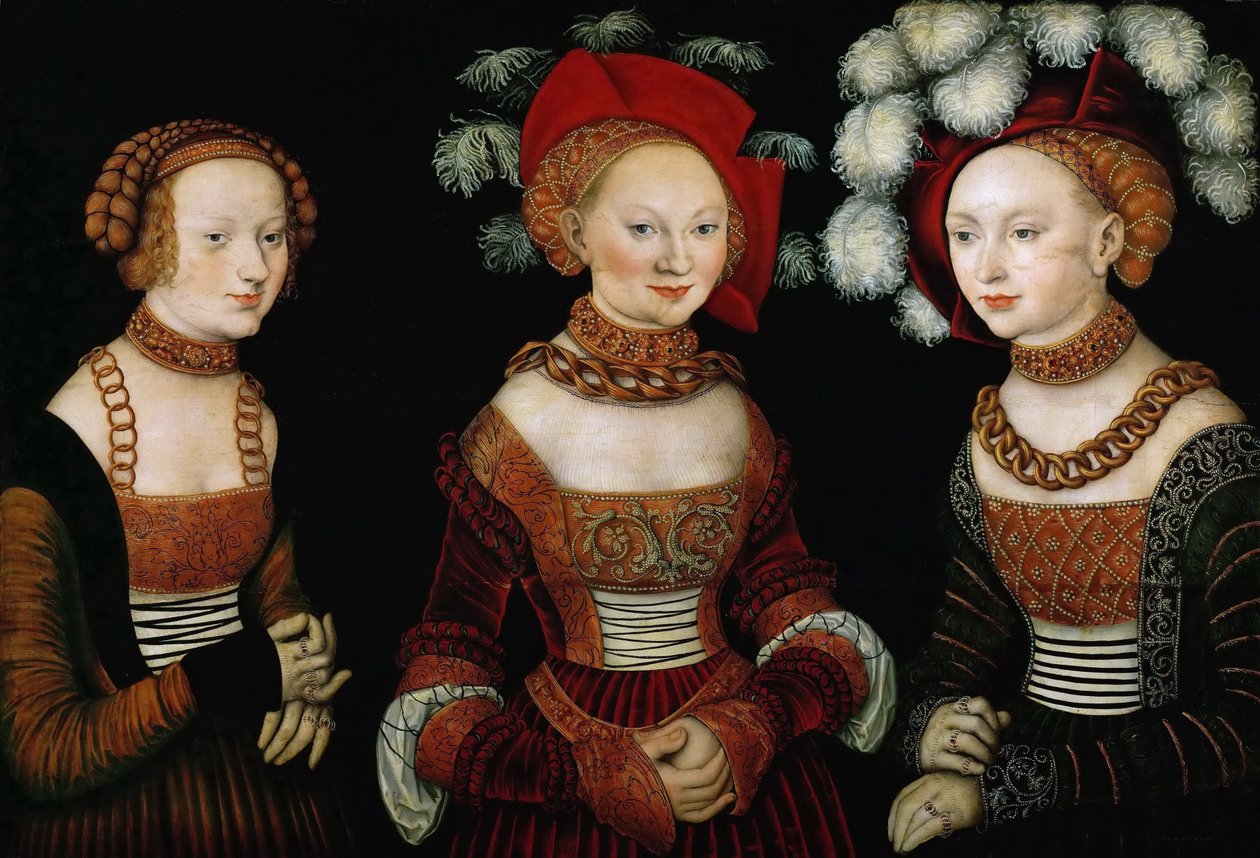 Prinsessene Sibylla, Emilia og Sidonia av Sachsen av Lucas Cranach the Elder