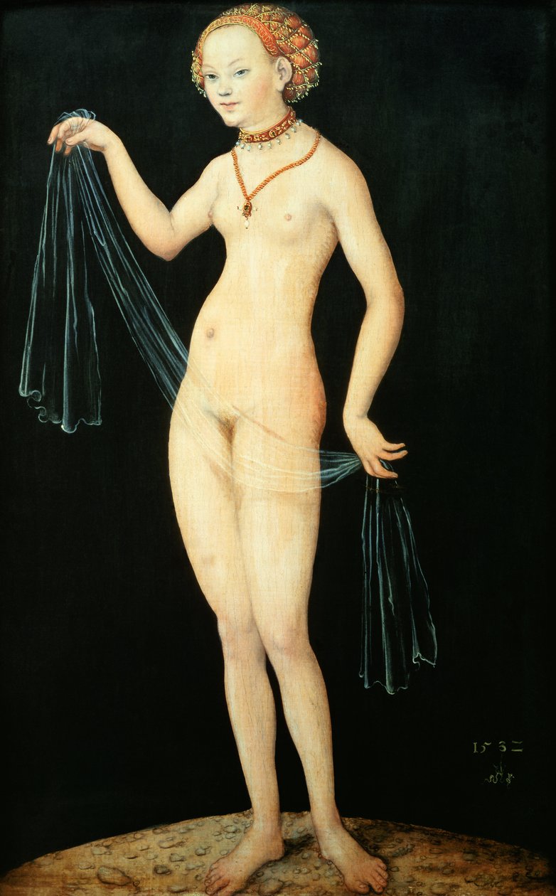 Venus, 1532 (olje og tempera på rød bøketre) av Lucas Cranach the Elder