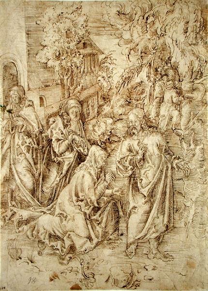 Kristus tar avskjed med sin mor (penn og blekk på papir) av Lucas Cranach the Elder