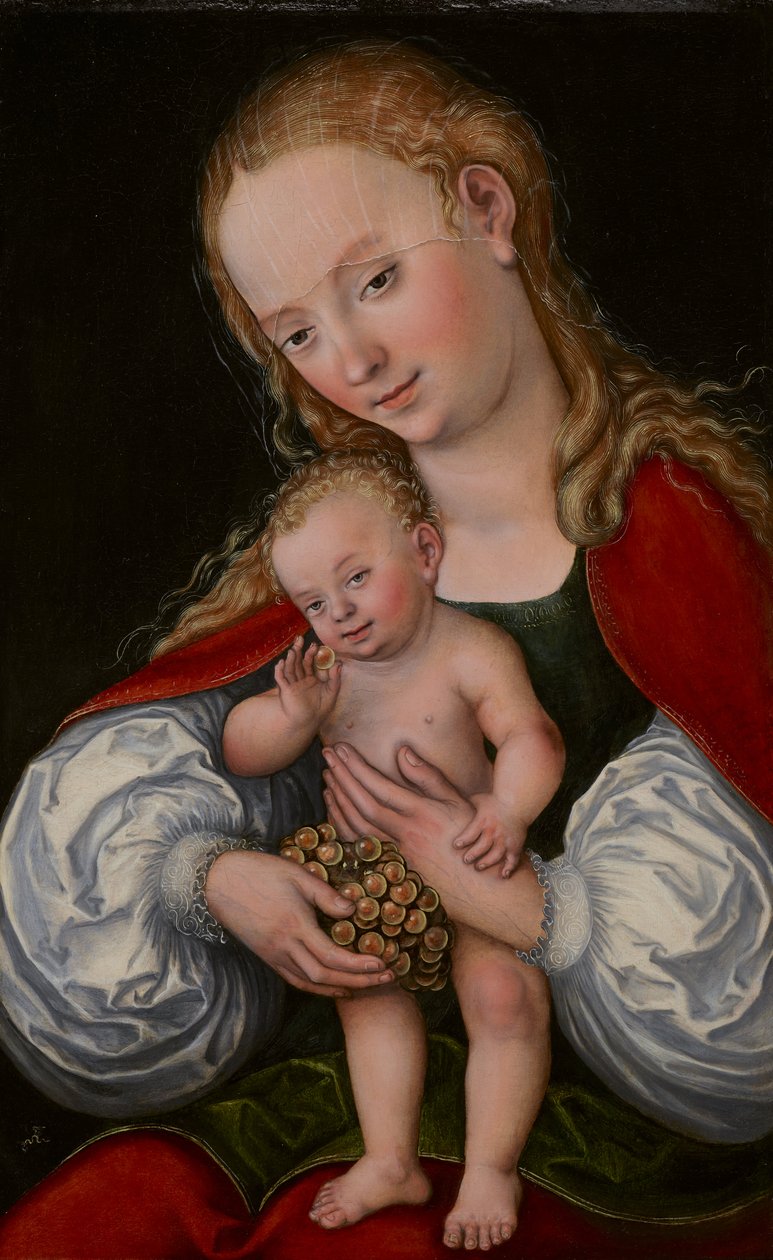 Madonna og barn med druer av Lucas Cranach the Elder