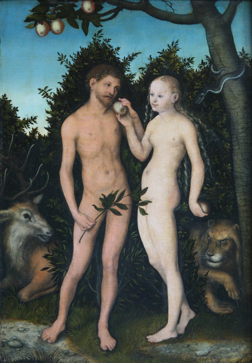 Adam og Eva i paradis (The Fall) av Lucas Cranach the Elder