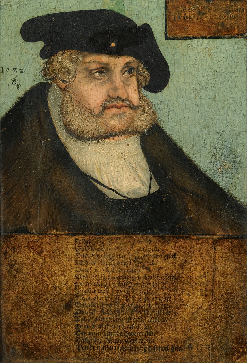Portrett av kurfyrst Friedrich III. av Sachsen, (Friedrich den vise) (1463-1525) av Lucas Cranach the Elder