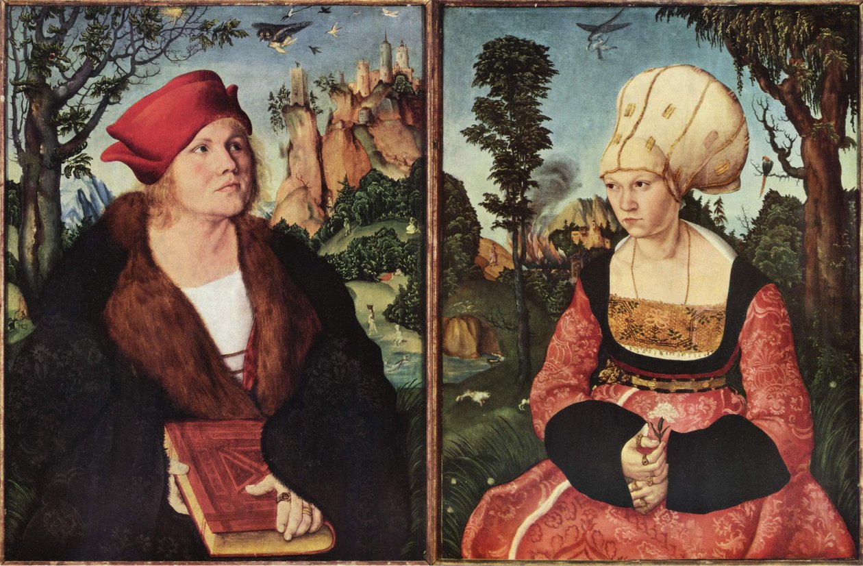 Portrett av Dr. Johannes Cuspinian & Portrett av Anna Cuspinian Putsch av Lucas Cranach the Elder