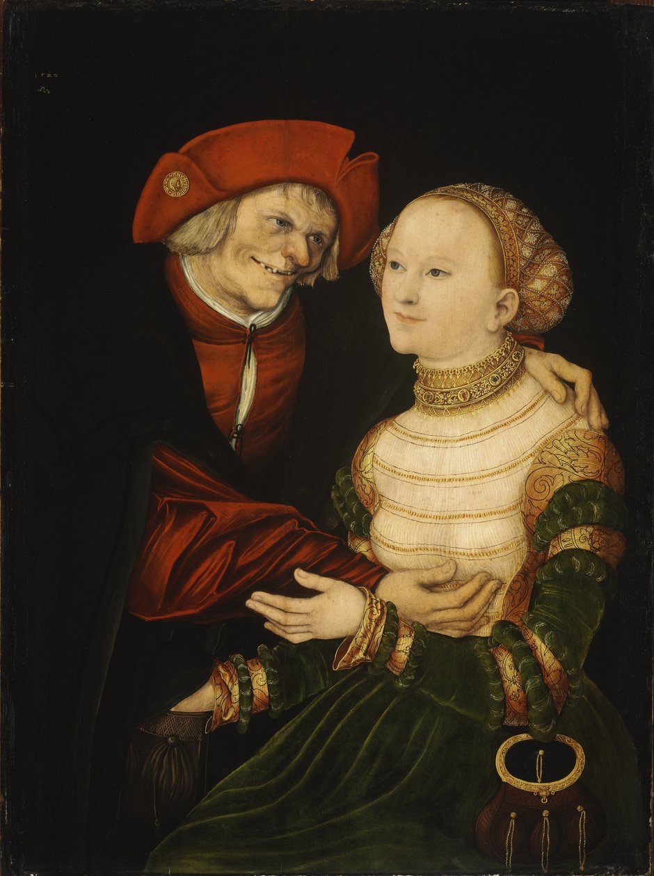 Det dårlig matchede paret / gammel mann og ung kvinne av Lucas Cranach the Elder