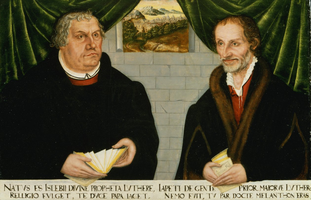 Dobbeltportrett av Martin Luther (1483-1546) og Philip Melanchthon (1497-1560) av Lucas Cranach the Younger