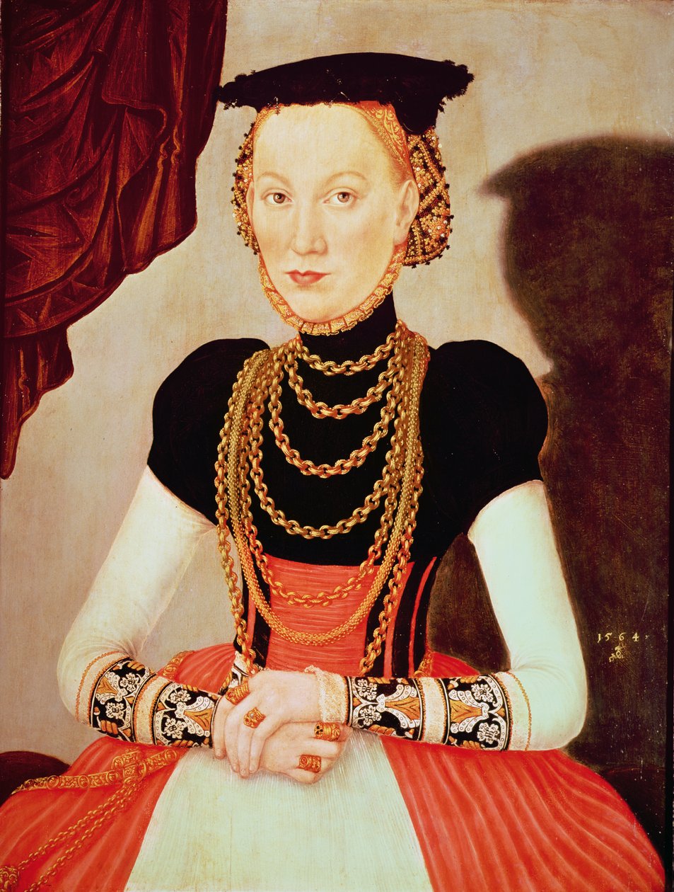 Portrett av en kvinne, 1564 (panel) av Lucas Cranach the Younger