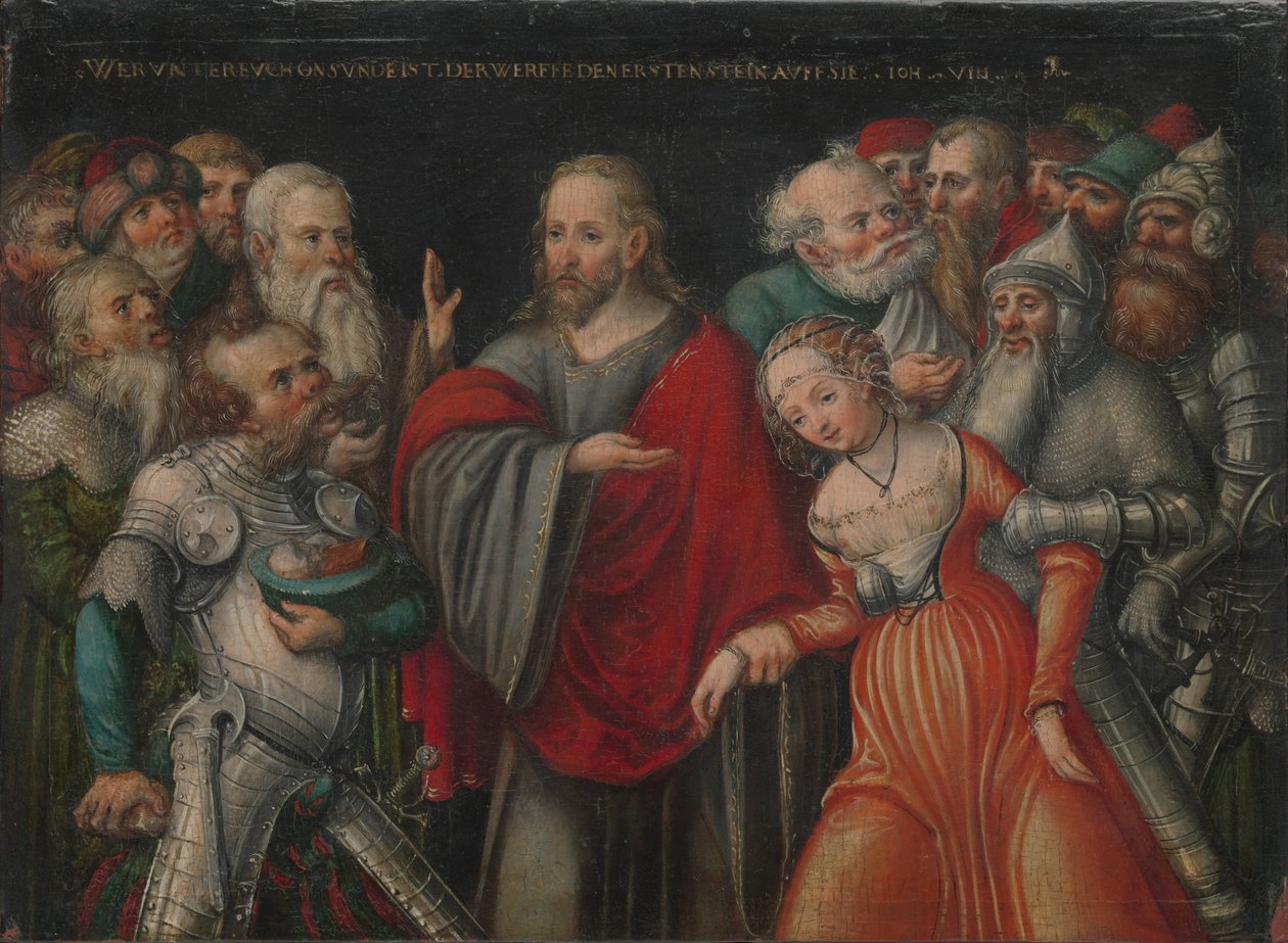 Kristus og ekteskapsbruddet av Lucas Cranach the Younger and workshop