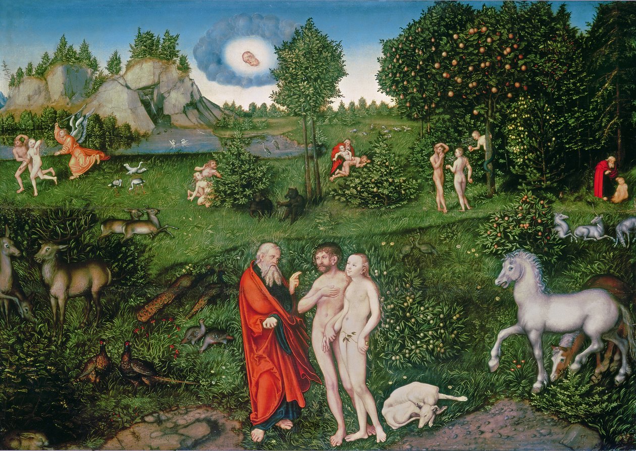 Adam og Eva i Edens hage, 1530 av Lucas Cranach the Elder