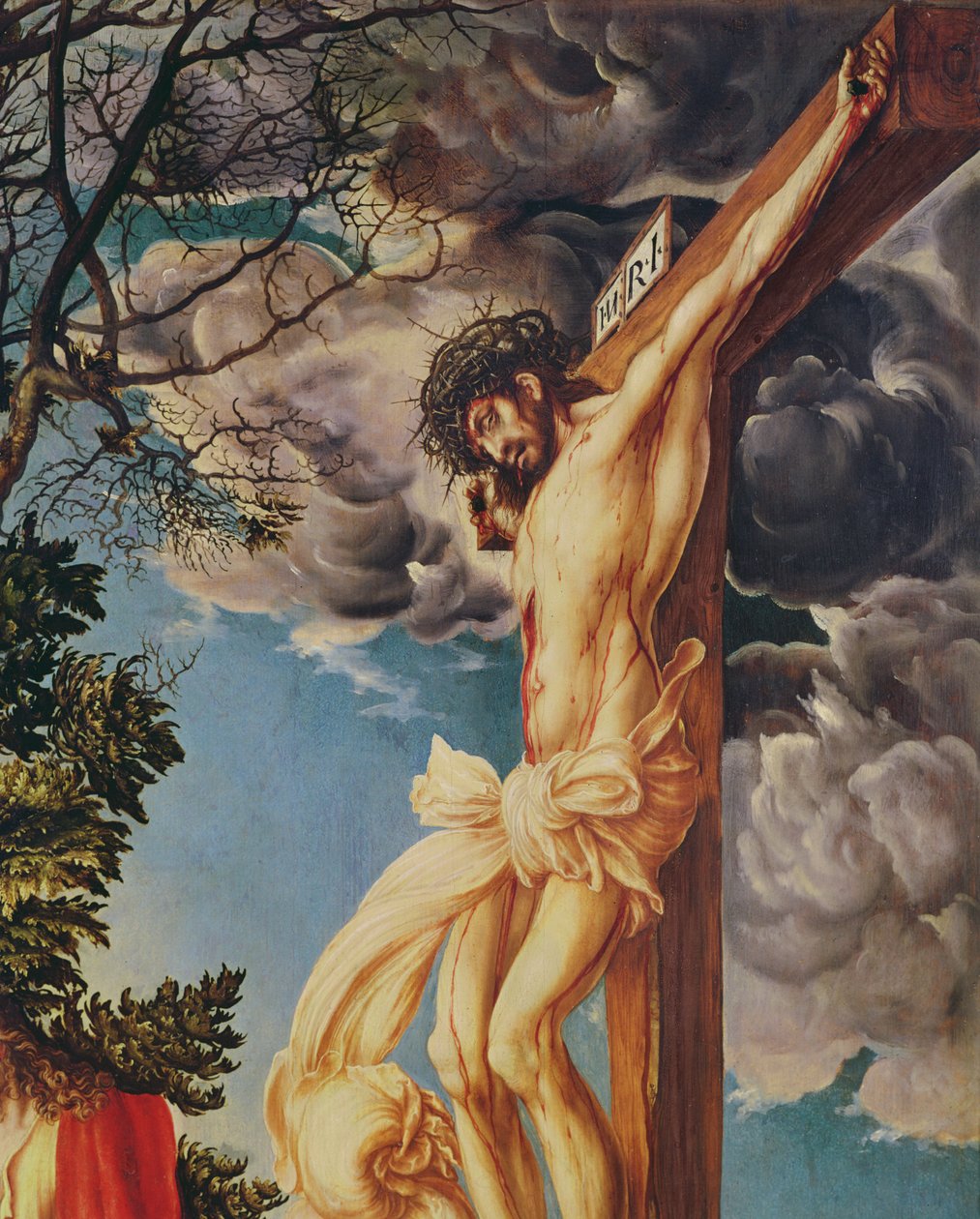 Detalj av The Crucifixion, 1503 olje på panel se 154025 av Lucas Cranach the Elder