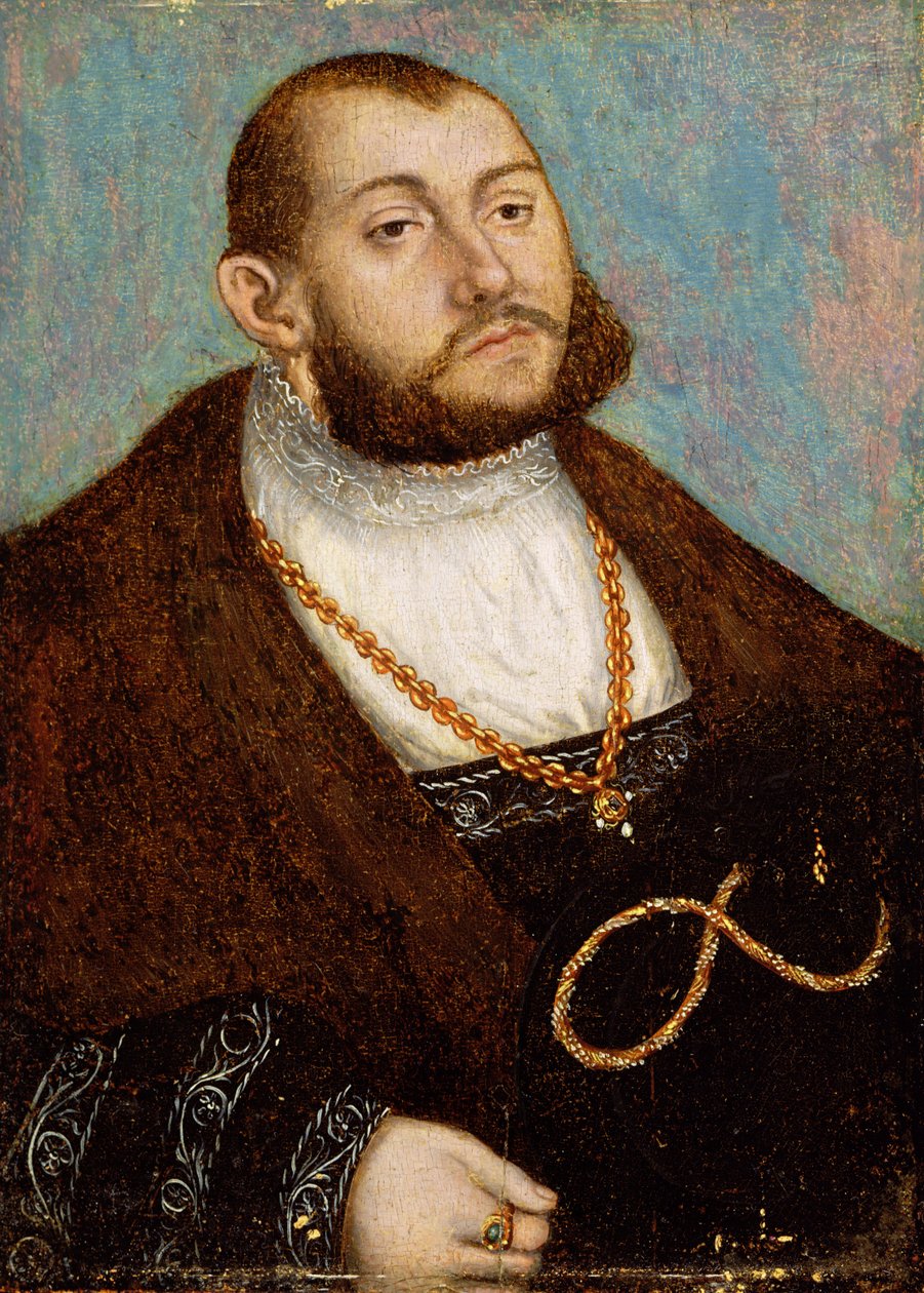Portrett av kurfyrst Johann Friedrich den storsindede (1503-53) av Sachsen, ca. 1530 av Lucas Cranach the Elder