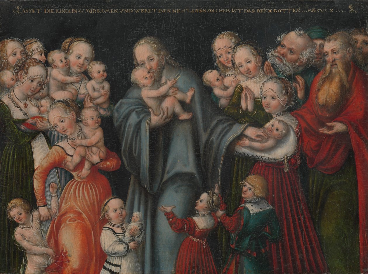 Kristus velsigner barna, ca. 1545-50 av Lucas the Younger Cranach