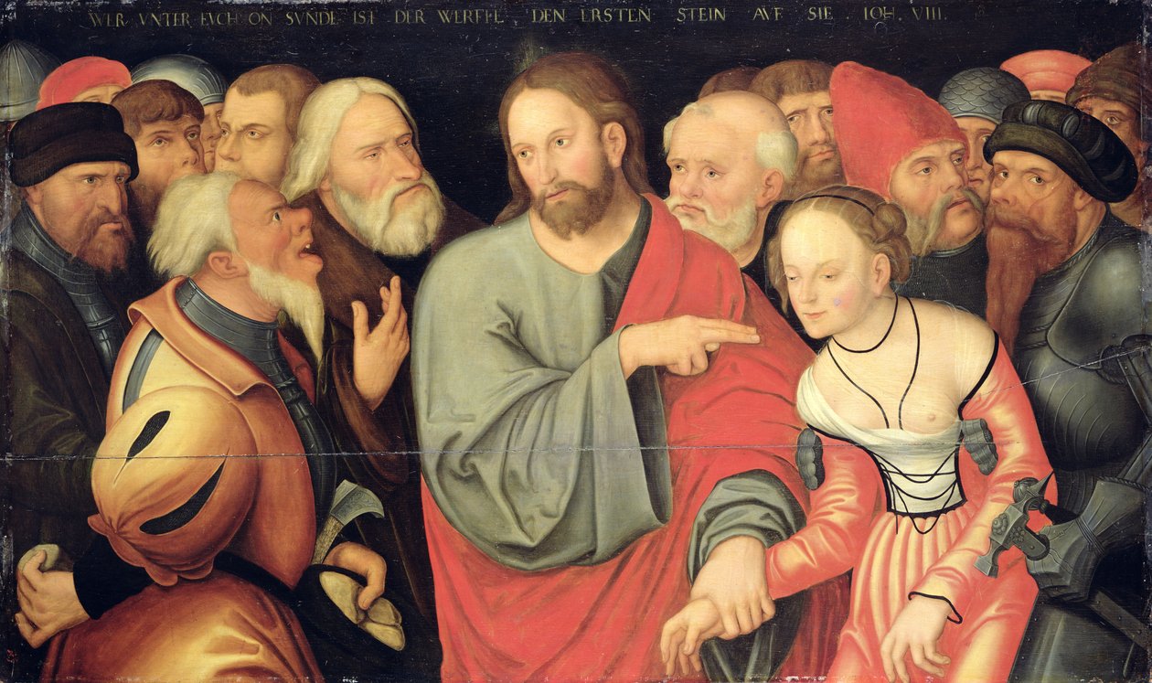 Kristus og horkvinnen av Lucas the Younger studio of Cranach