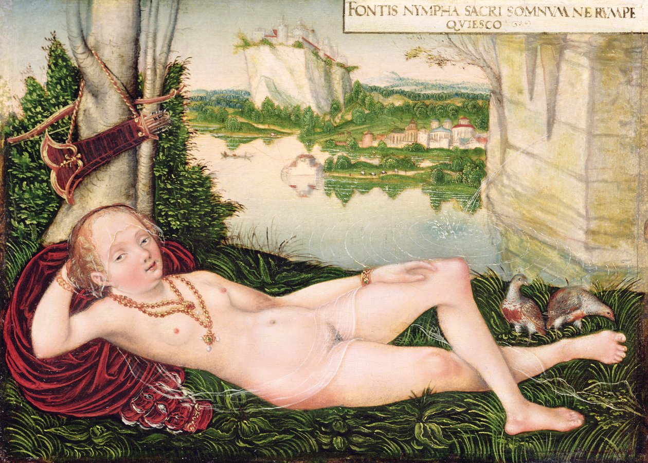 Hvilende Naiad av Lucas the Younger studio of Cranach