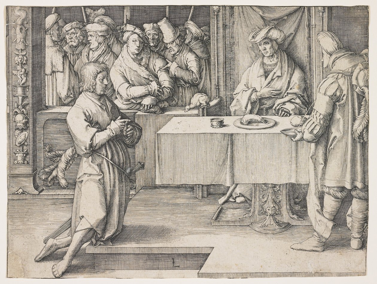 Joseph tolker faraos drømmer, 1512 av Lucas van Leyden