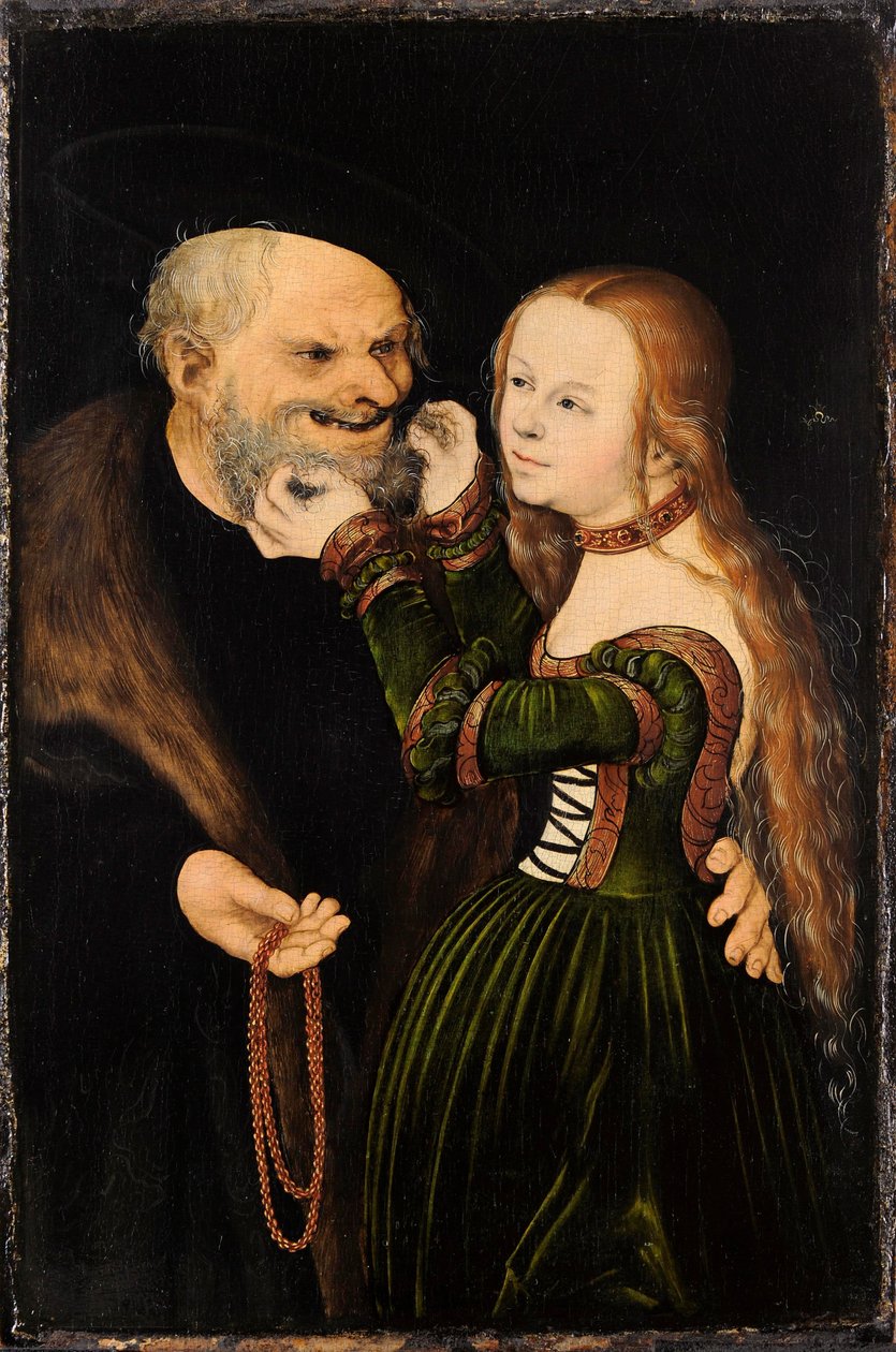Det ujevne paret (gammel mann i kjærlighet) av Lucas Cranach the Elder