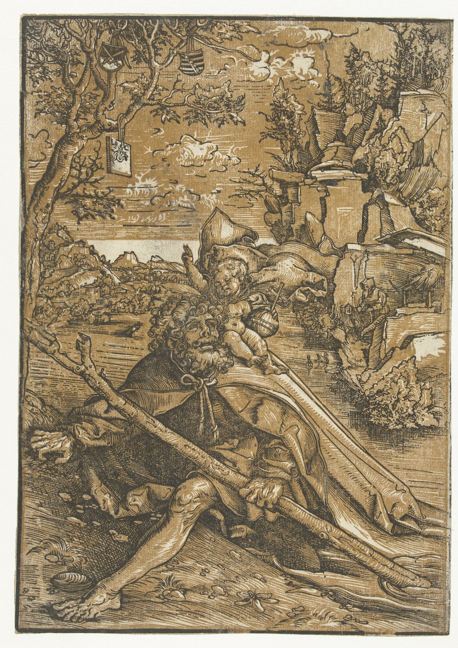Den hellige Christopher med Kristusbarnet av Lucas Cranach