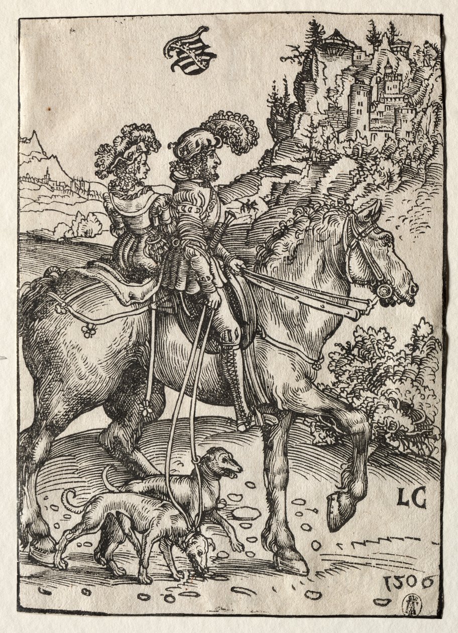 En gentleman og en dame på jakt av Lucas Cranach