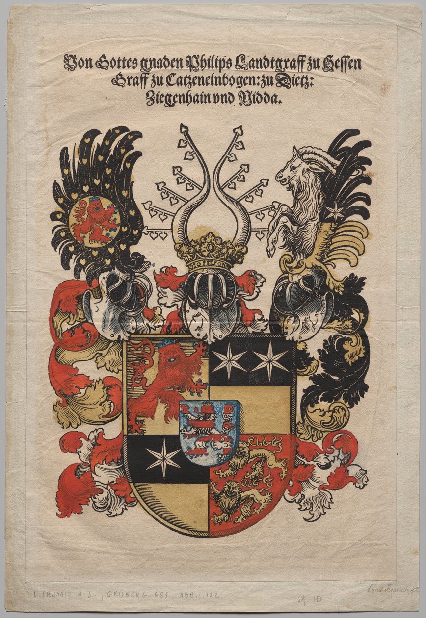 Våpenskjold fra Philip, Landgrave of Hessen av Lucas Cranach