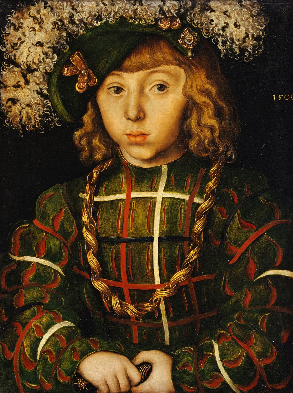 Portrett av Johann Friedrich, senere kurfyrst den storsindede av Sachsen, 1509 av Lucas Cranach