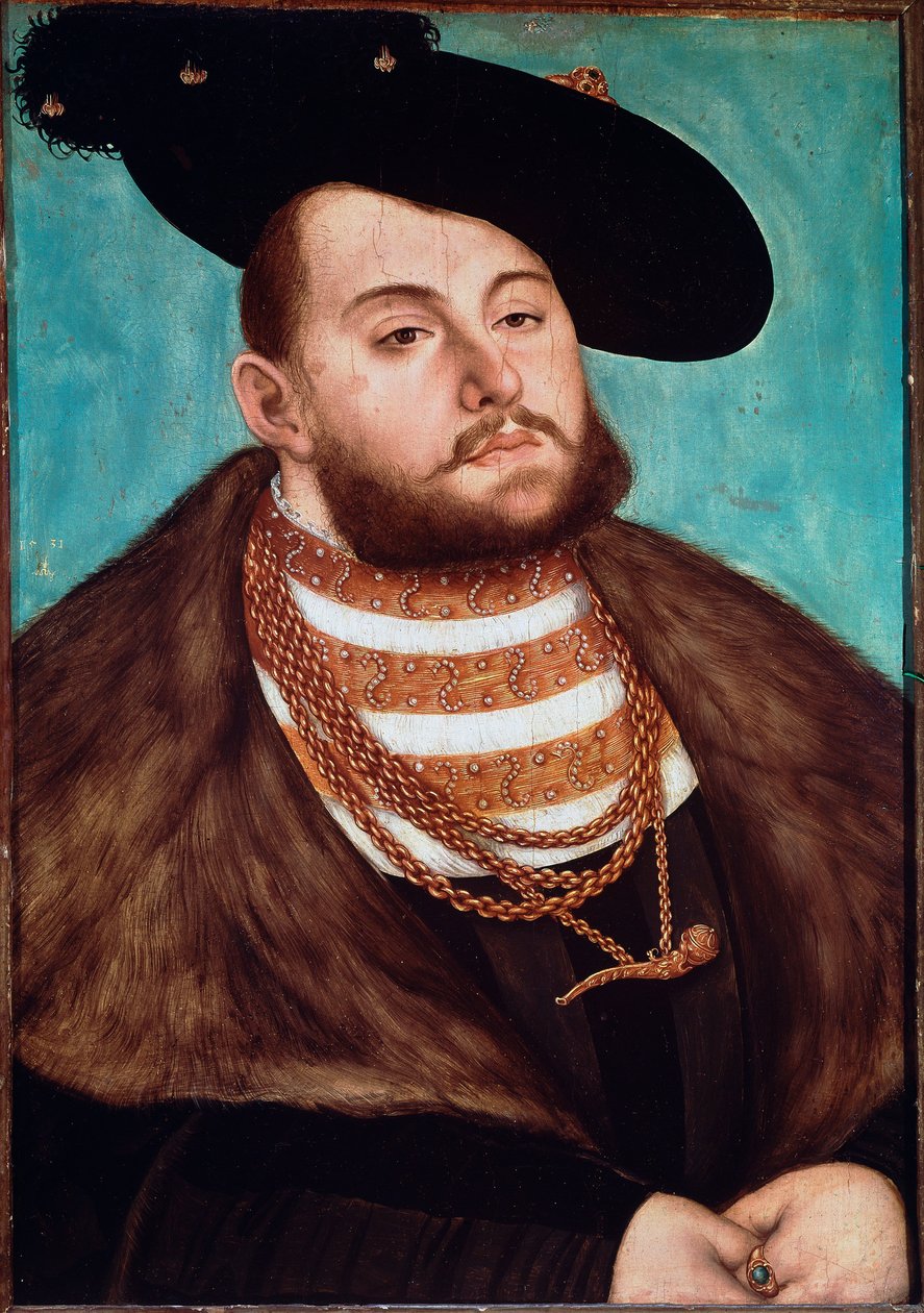 Portrett av John Frederic II the Magnanime, kurfyrst av Sachsen av Lucas Cranach