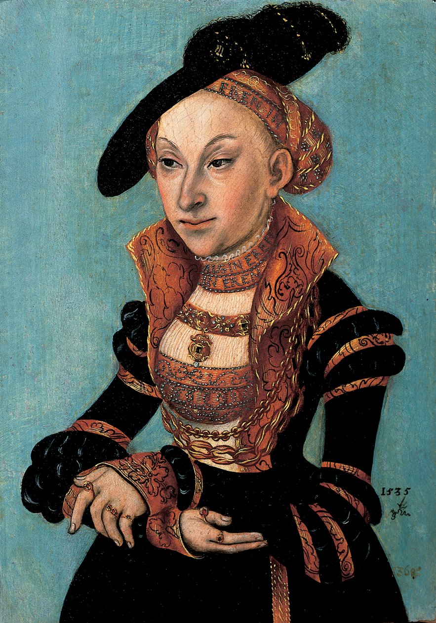 Portrett av Sibylle von Cleve, kurfyrste av Sachsen, 1535 av Lucas Cranach