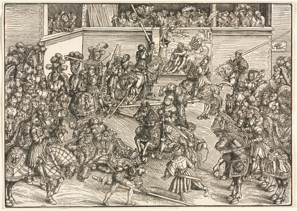 Den andre turneringen med teppet til Sampson og løven av Lucas Cranach