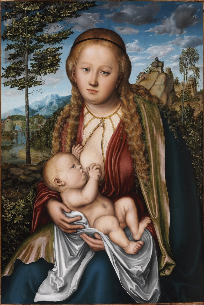 Jomfruen som dier barnet - Lucas Cranach den eldste av Lucas Cranach