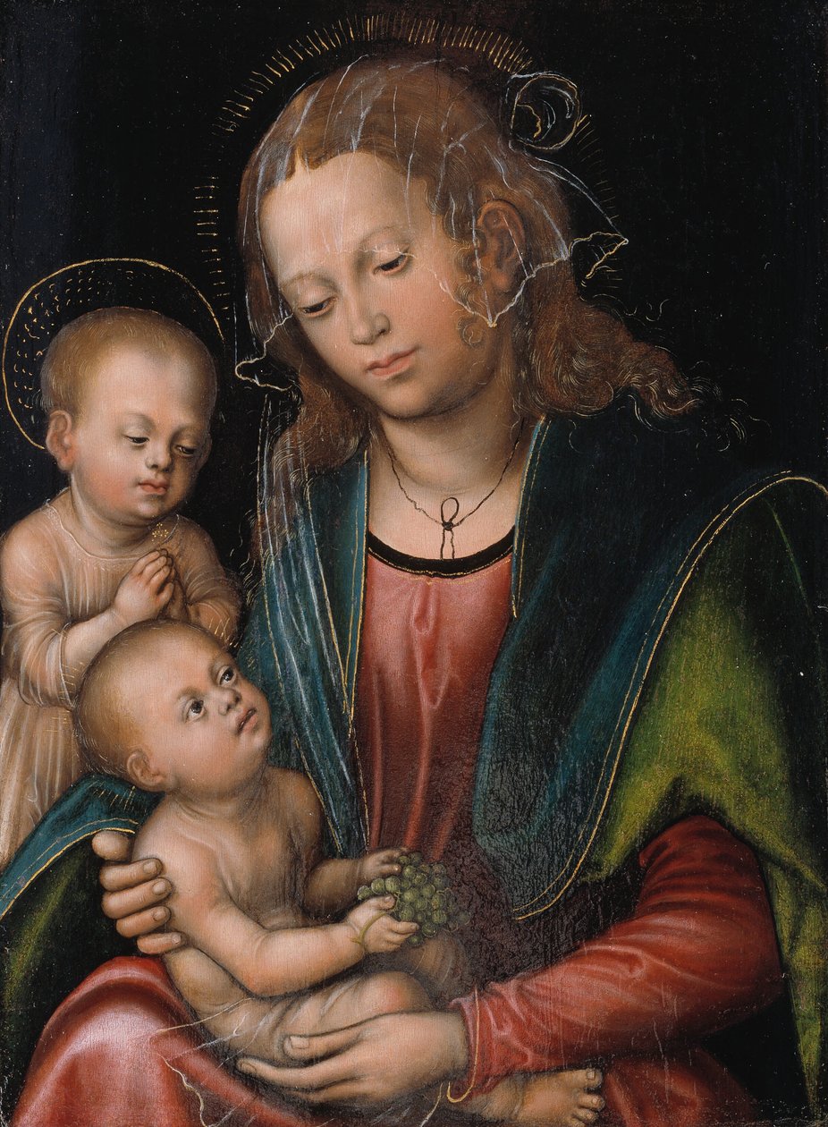 Jomfru og barn tilbedt av spedbarnet St John av Lucas Cranach d.Æ.