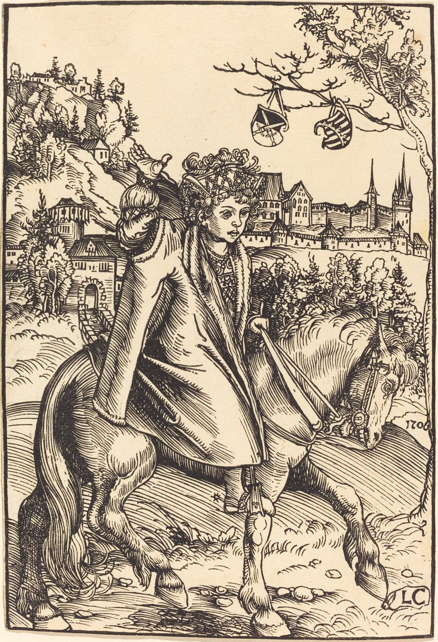 En saksisk prins til hest av Lucas Cranach the Elder