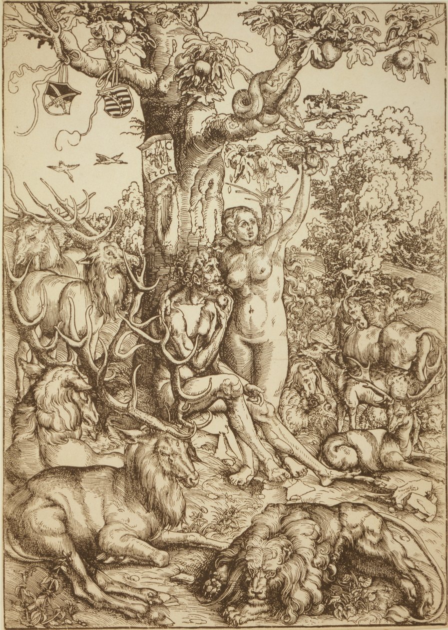 Adam og Eva i paradiset av Lucas Cranach the Elder
