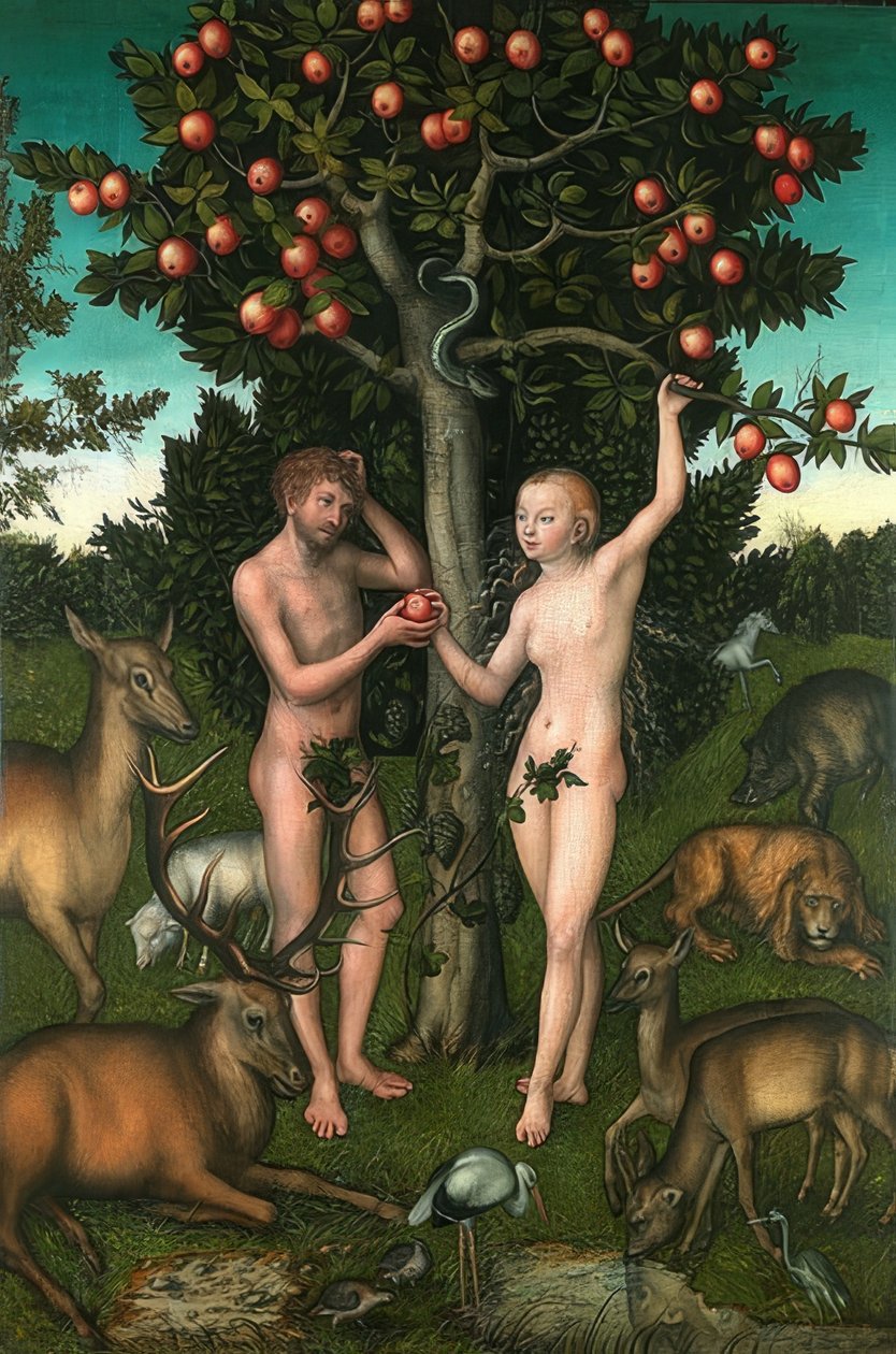 Adam og Eva. 1526 av Lucas Cranach the Elder