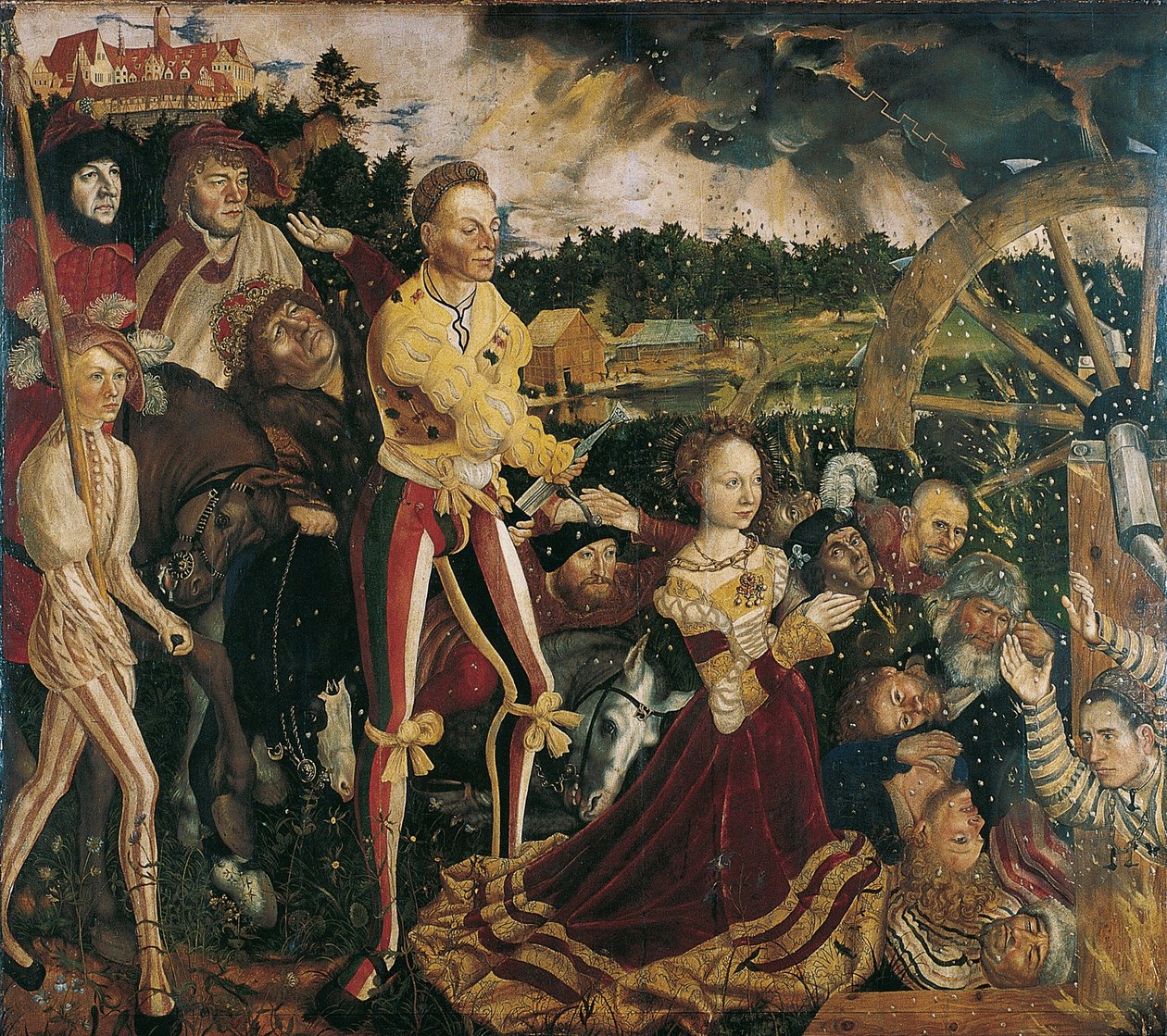 Altertavle med Saint Catharines martyrium, sentralpanel av Lucas Cranach the Elder