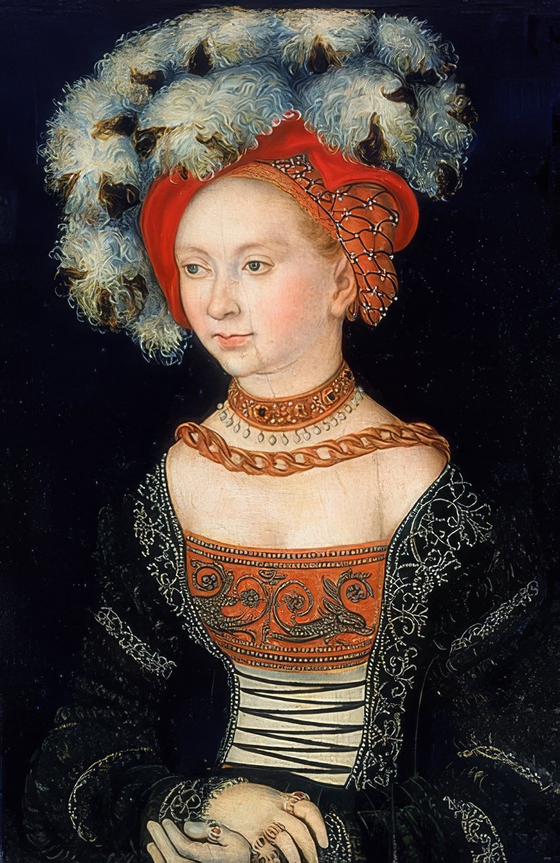 Portrett av en dame. Rundt 1530 av Lucas Cranach the Elder