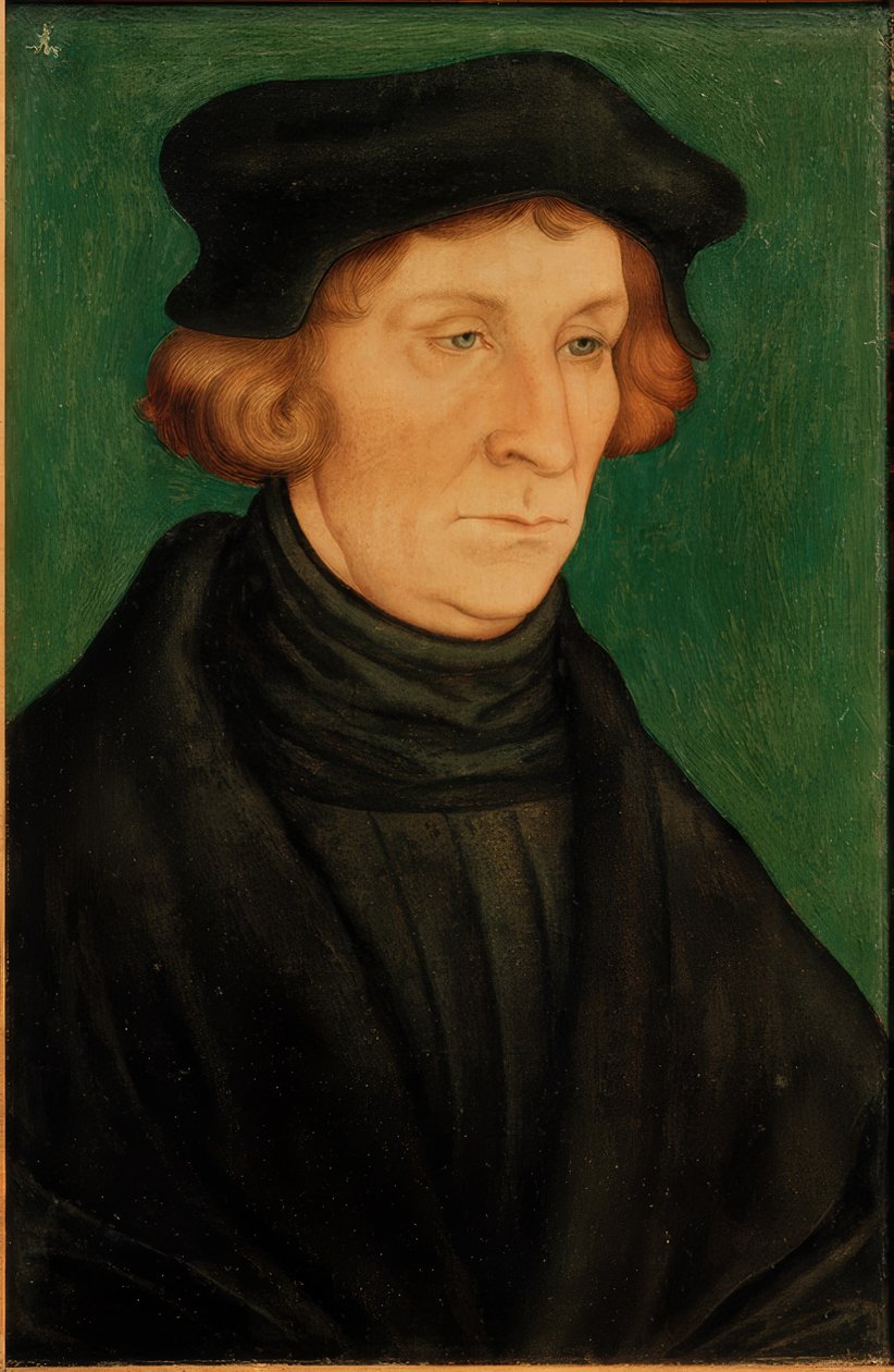 Portrett av en lærd (Otto Brunfels) av Lucas Cranach the Elder