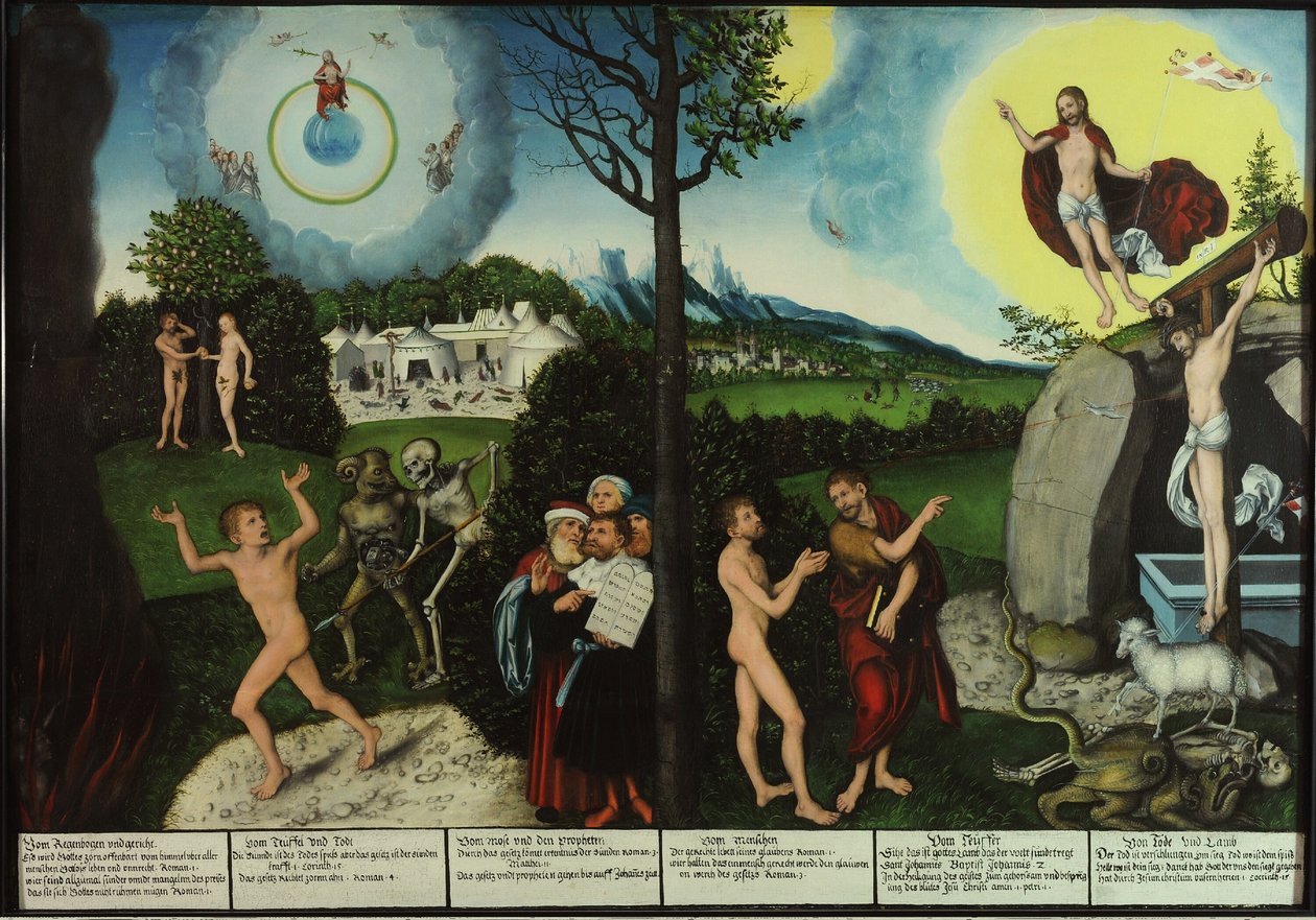Fordømmelse og forløsning. Lov og nåde av Lucas Cranach the Elder