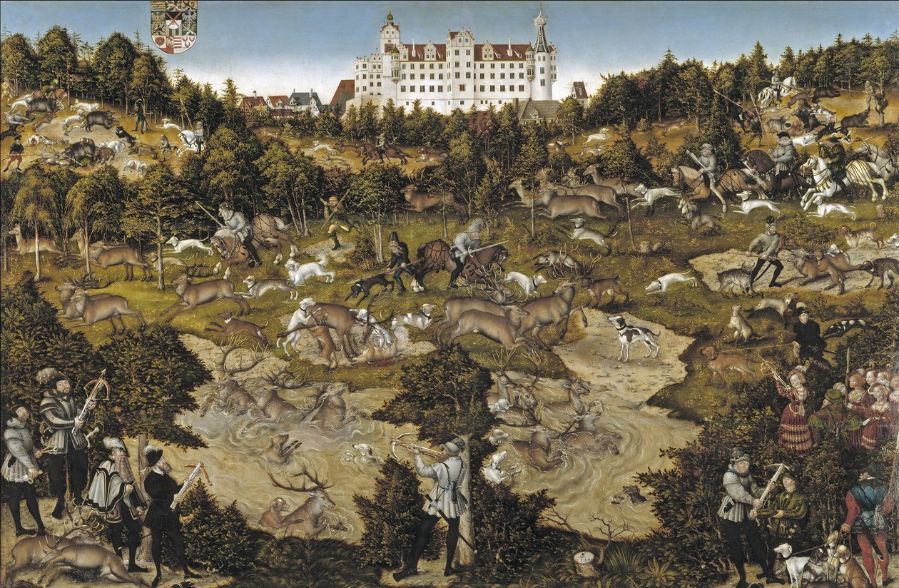 Jakt til ære for keiser Charles V på Torgau slott av Lucas Cranach the Elder
