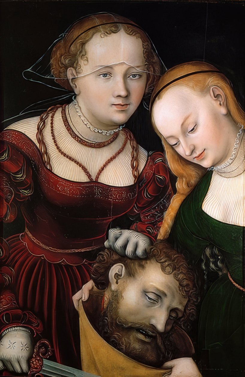 Judith med hodet til Holofernes og en tjener. Etter 1537 av Lucas Cranach the Elder