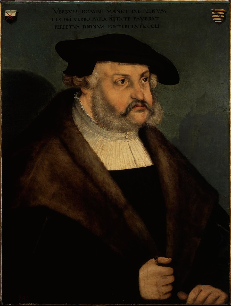 Portrett av Frederick III, kurfyrst av Sachsen 1463-1525. av Lucas Cranach the Elder