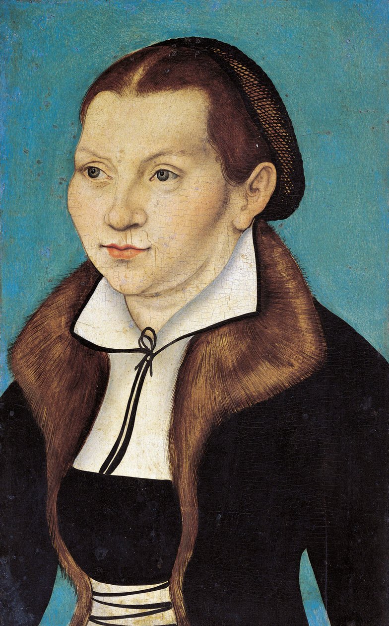 Portrett av Katharina Luther, født Katharina von Bora 1499-1552, 1529. av Lucas Cranach the Elder