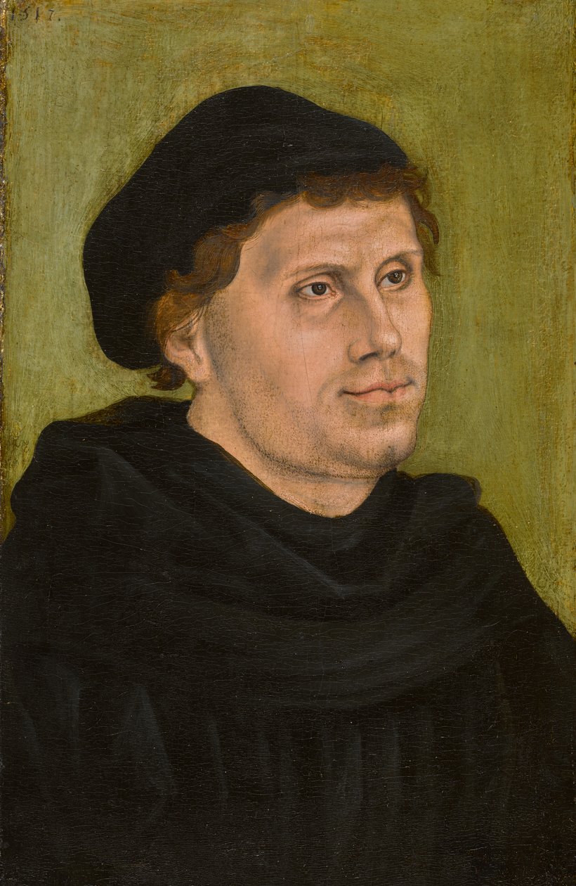 Portrett av Martin Luther 1483-1546, 1517. av Lucas Cranach the Elder