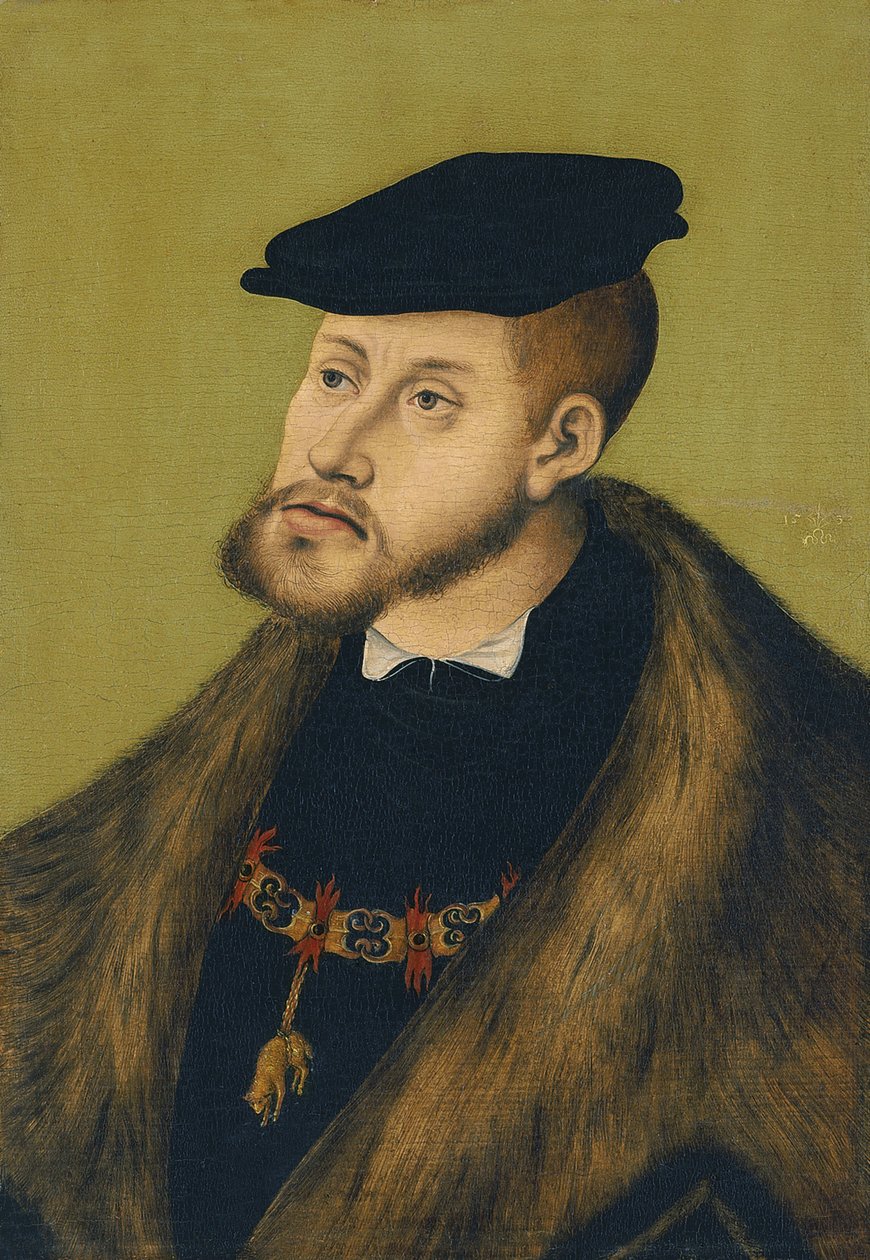 Portrett av keiser Karl V 1500-1558, 1533 av Lucas Cranach the Elder