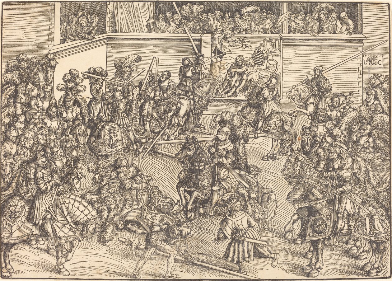 Den andre turneringen med teppet til Samson og løven av Lucas Cranach the Elder