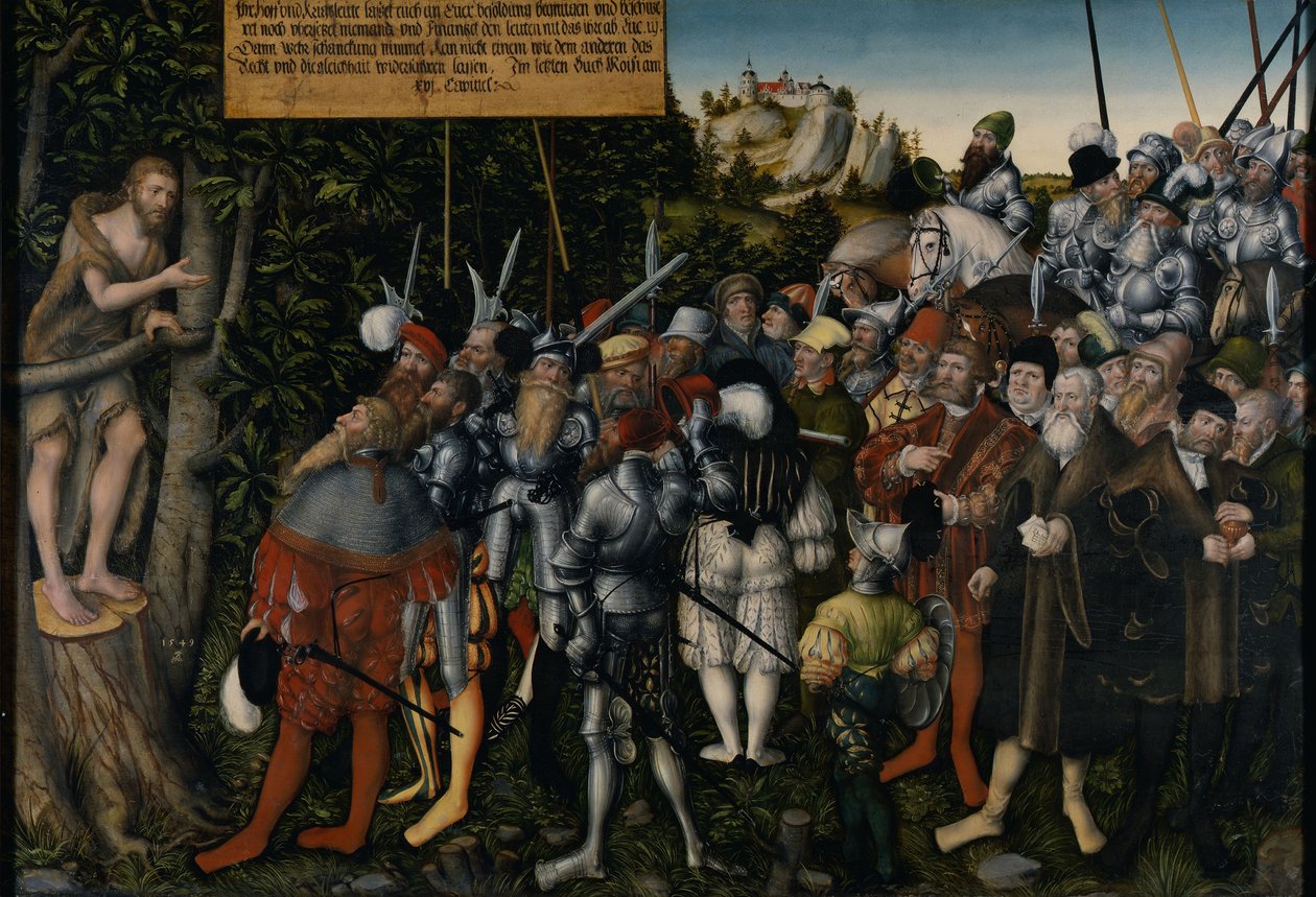 Prekenen til døperen Johannes, 1549 av Lucas Cranach the Younger