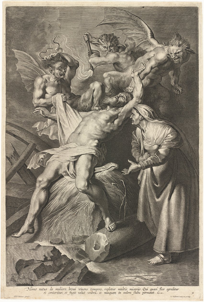 Job plaget av demoner og misbrukt av sin kone av Lucas Emil Vorsterman after Sir Peter Paul Rubens